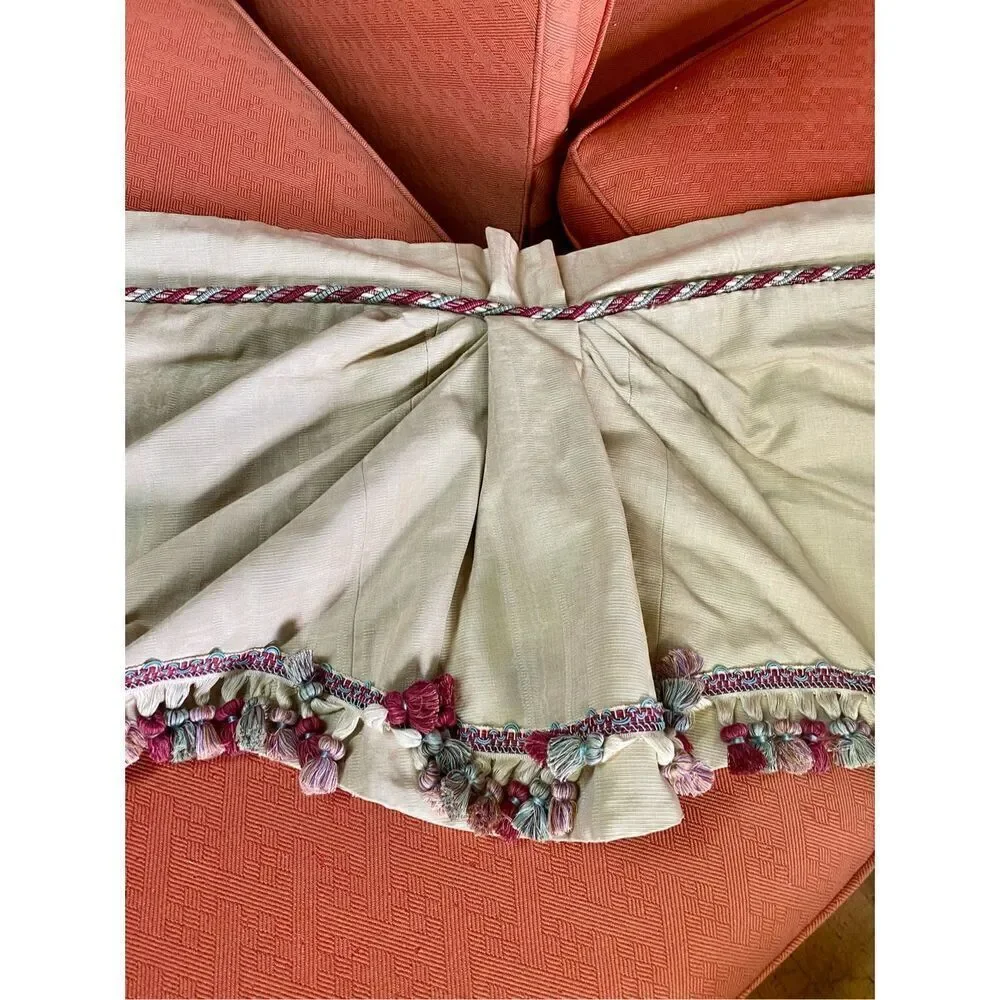 Classic Window Treatment Two Panel Currains Valance Tessels 36”W x 100”L Custom